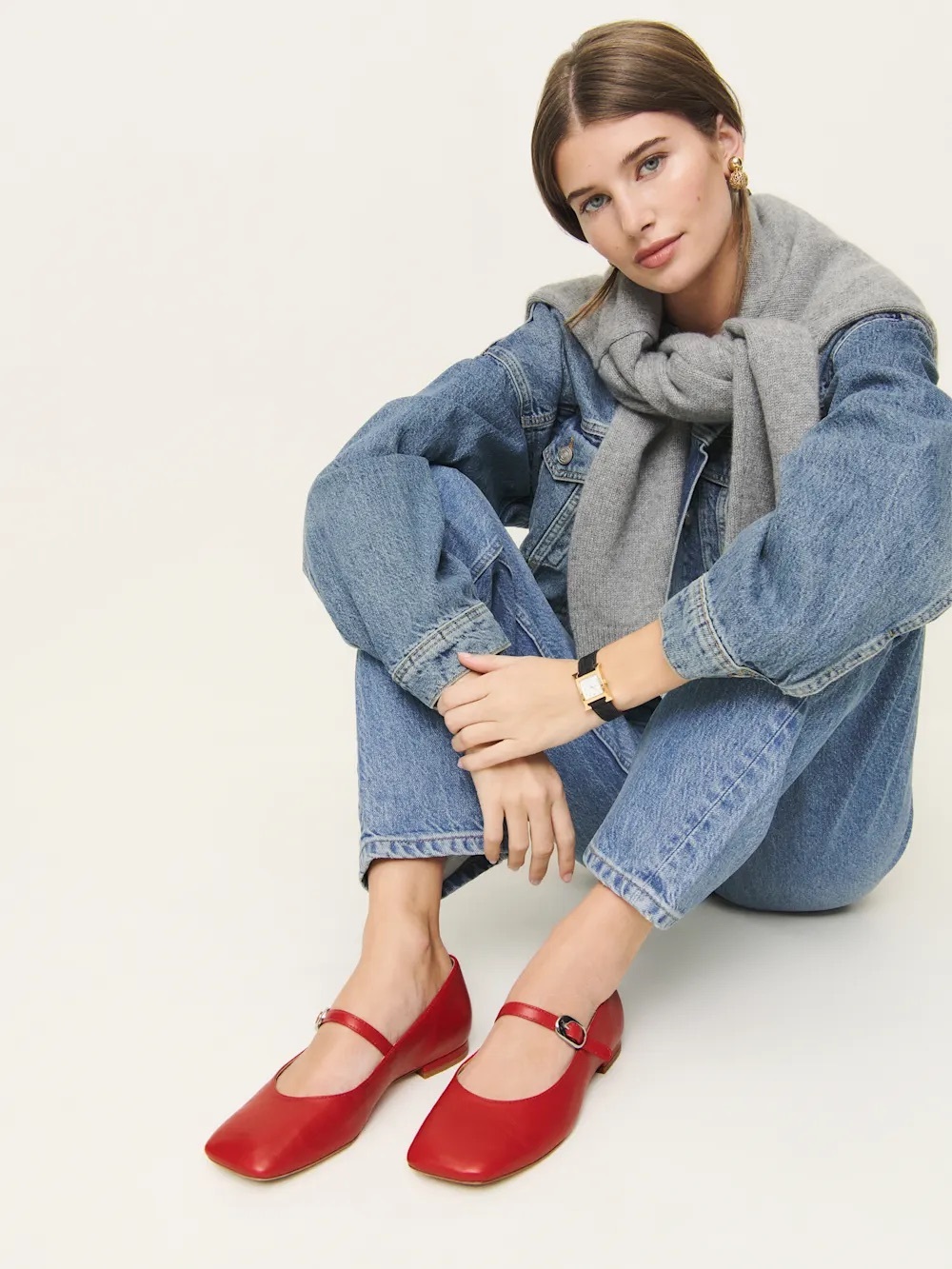 Reformation Melissa Red Mary Jane Flats 7